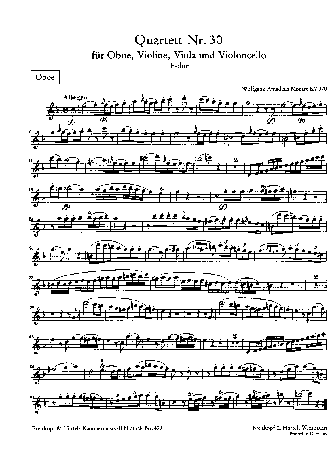 Oboe Quartet in F major, K.370/368b