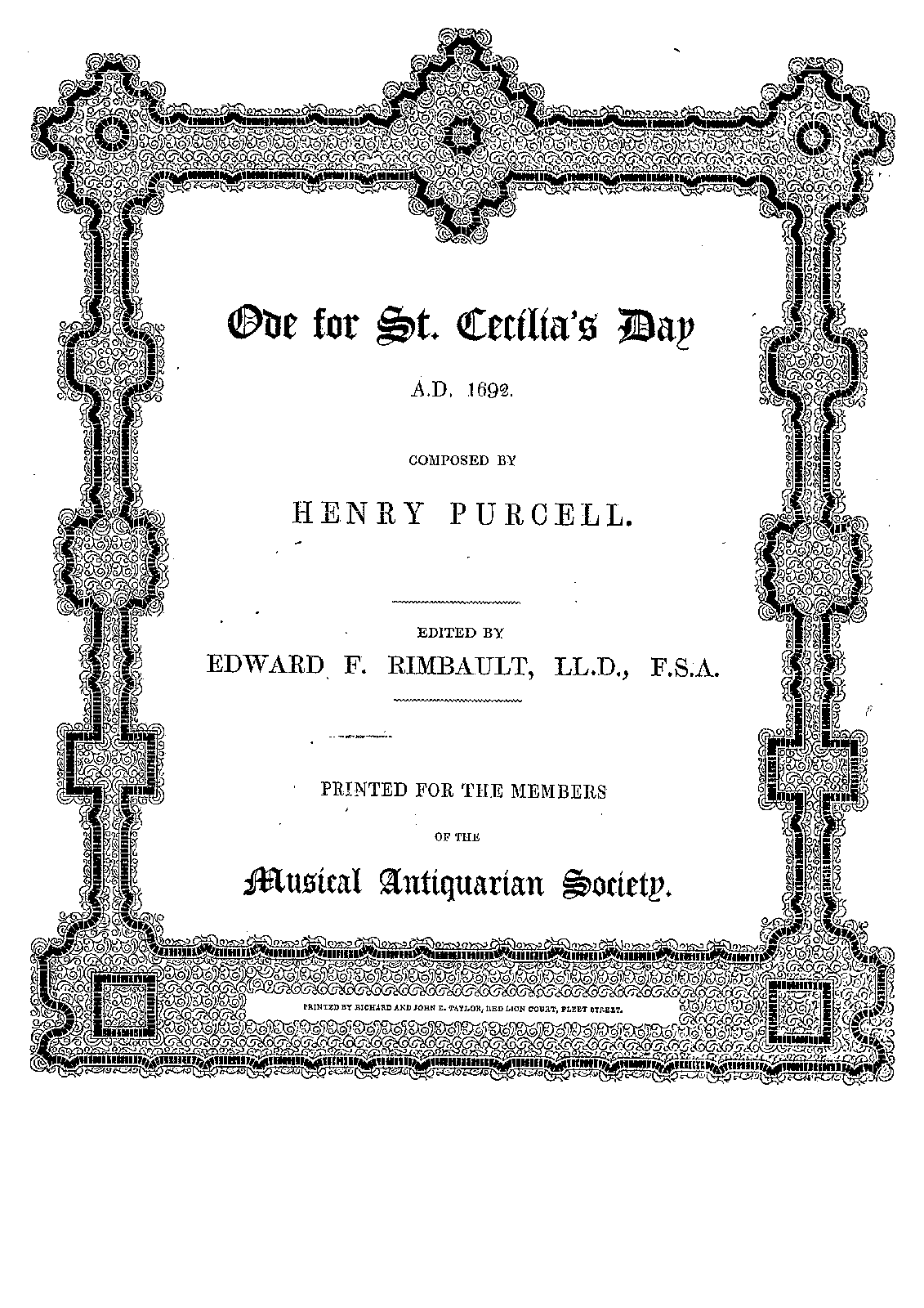 Hail, Bright Cecilia, Z.328
