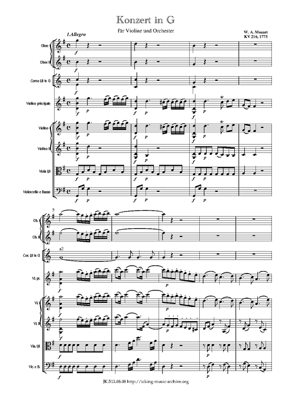 Violin Concerto No.3 in G major, K.216