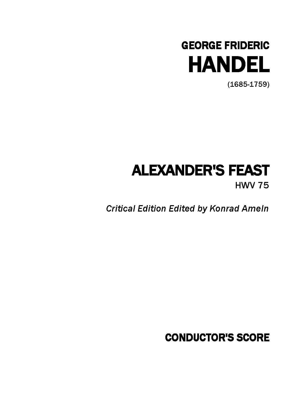 Alexander's Feast, HWV 75