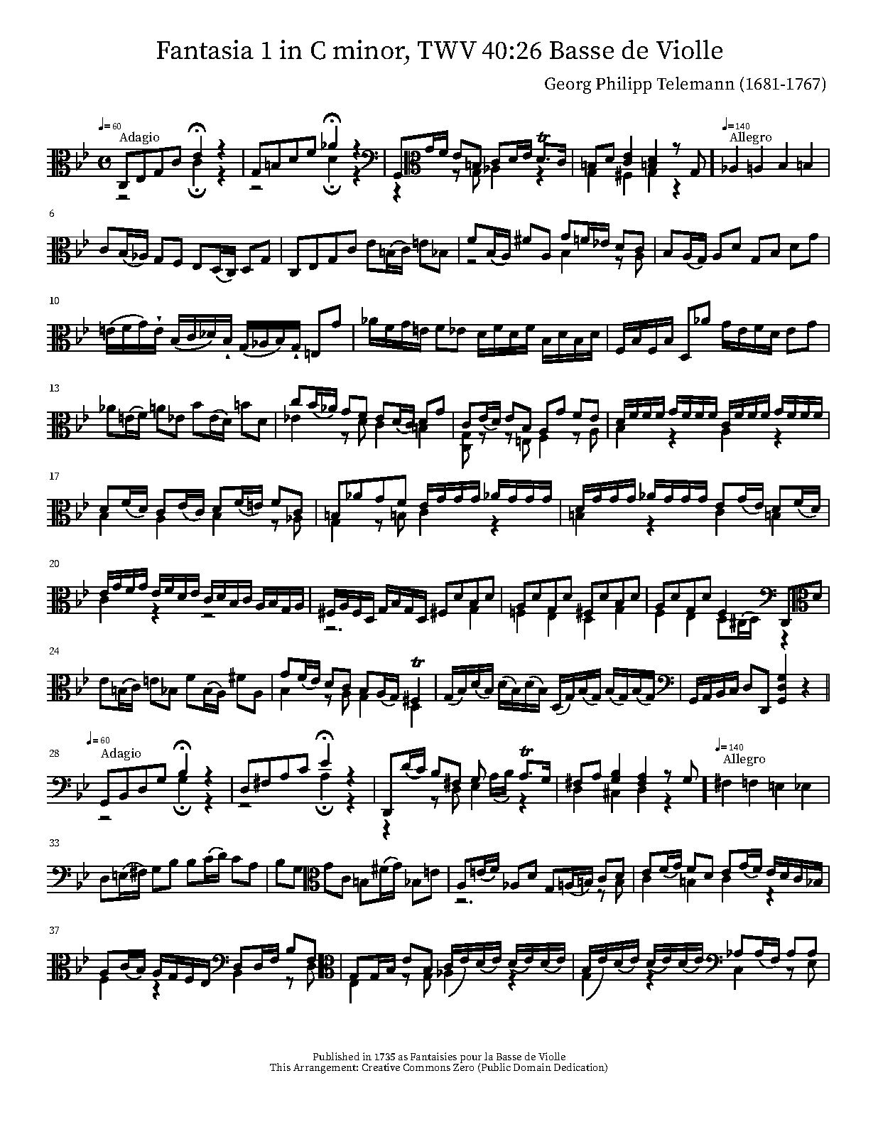 12 Fantasias for Viol without Bass, TWV 40:26-37