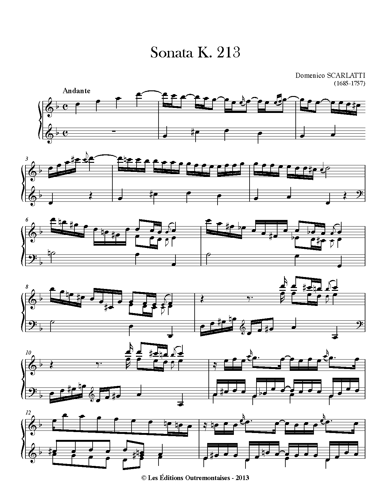 Keyboard Sonata in D minor, K.213