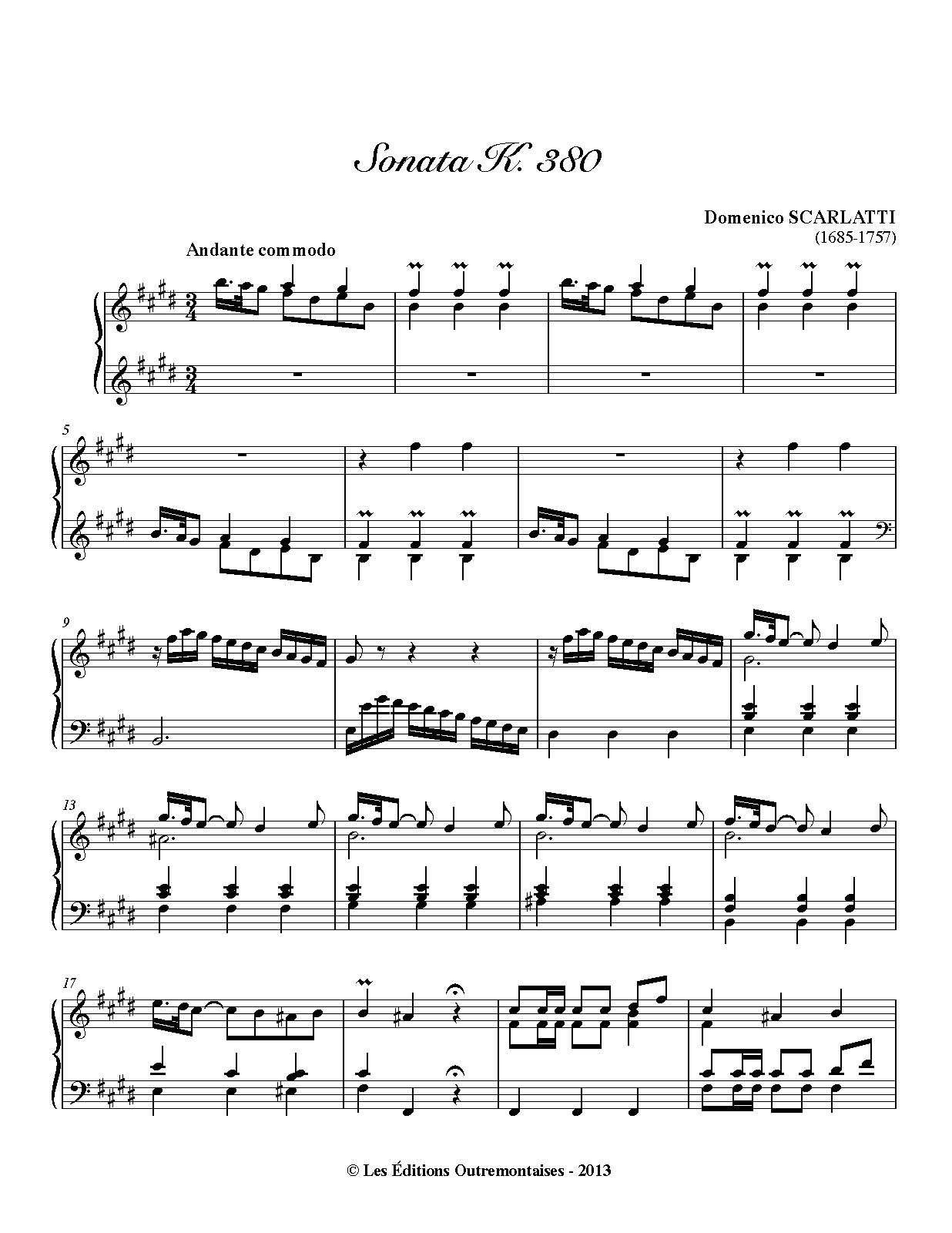 Keyboard Sonata in E major, K.380