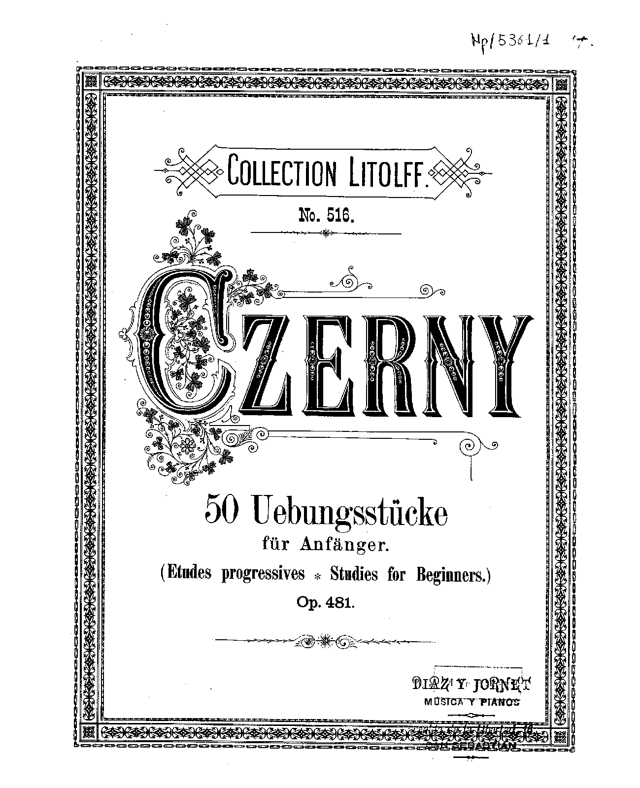 50 Übungsstücke für Anfänger, Op.481
