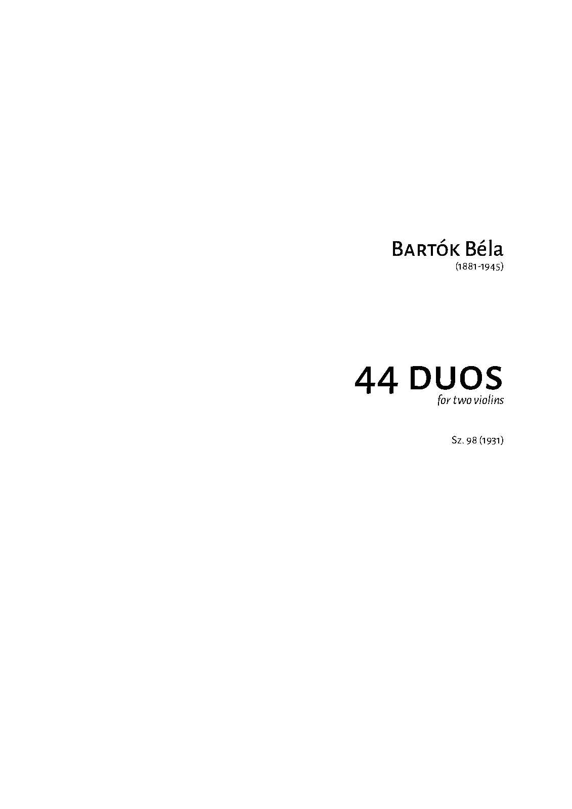 44 Duos for 2 Violins, Sz.98