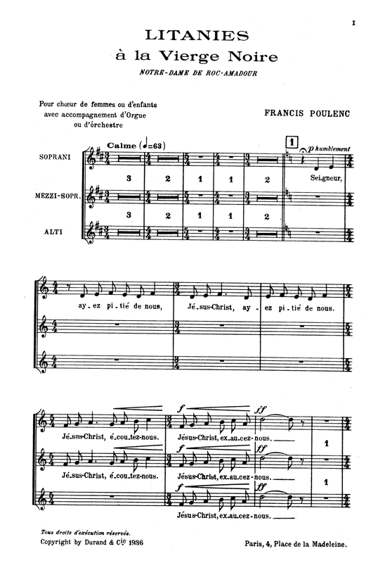 Litanies à la Vierge Noire, FP 82