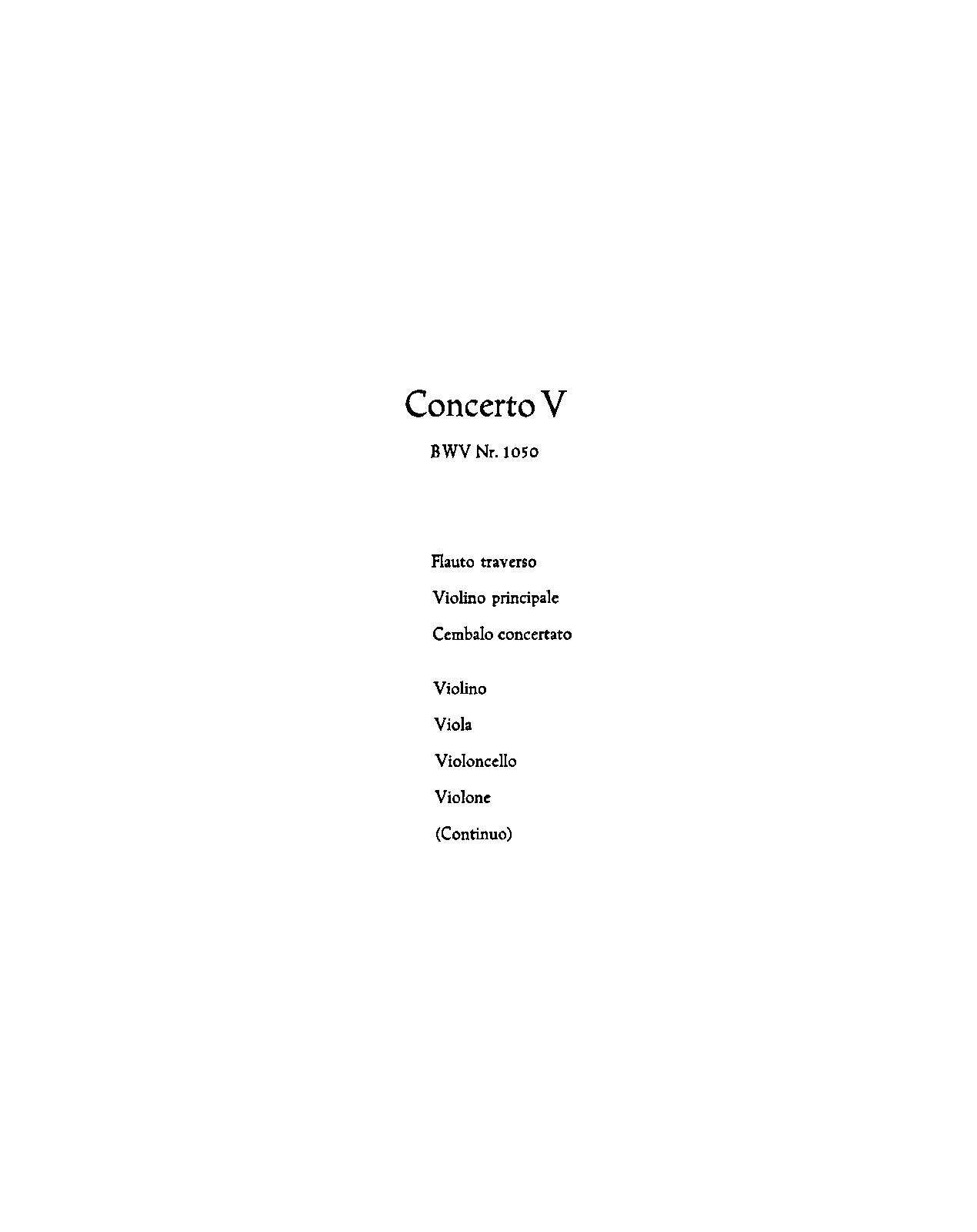 Brandenburg Concerto No.5 in D major, BWV 1050