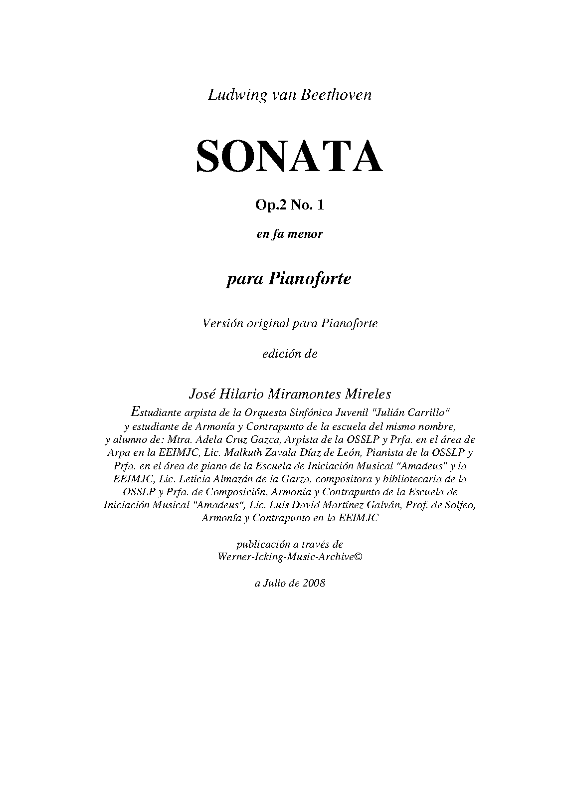 Piano Sonata No.1, Op.2 No.1