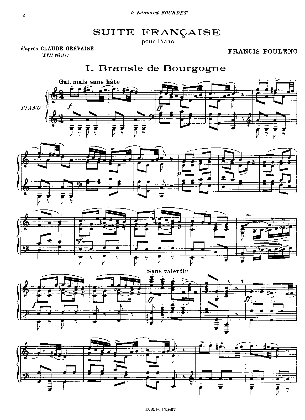 Suite française d’après Claude Gervaise, FP 80