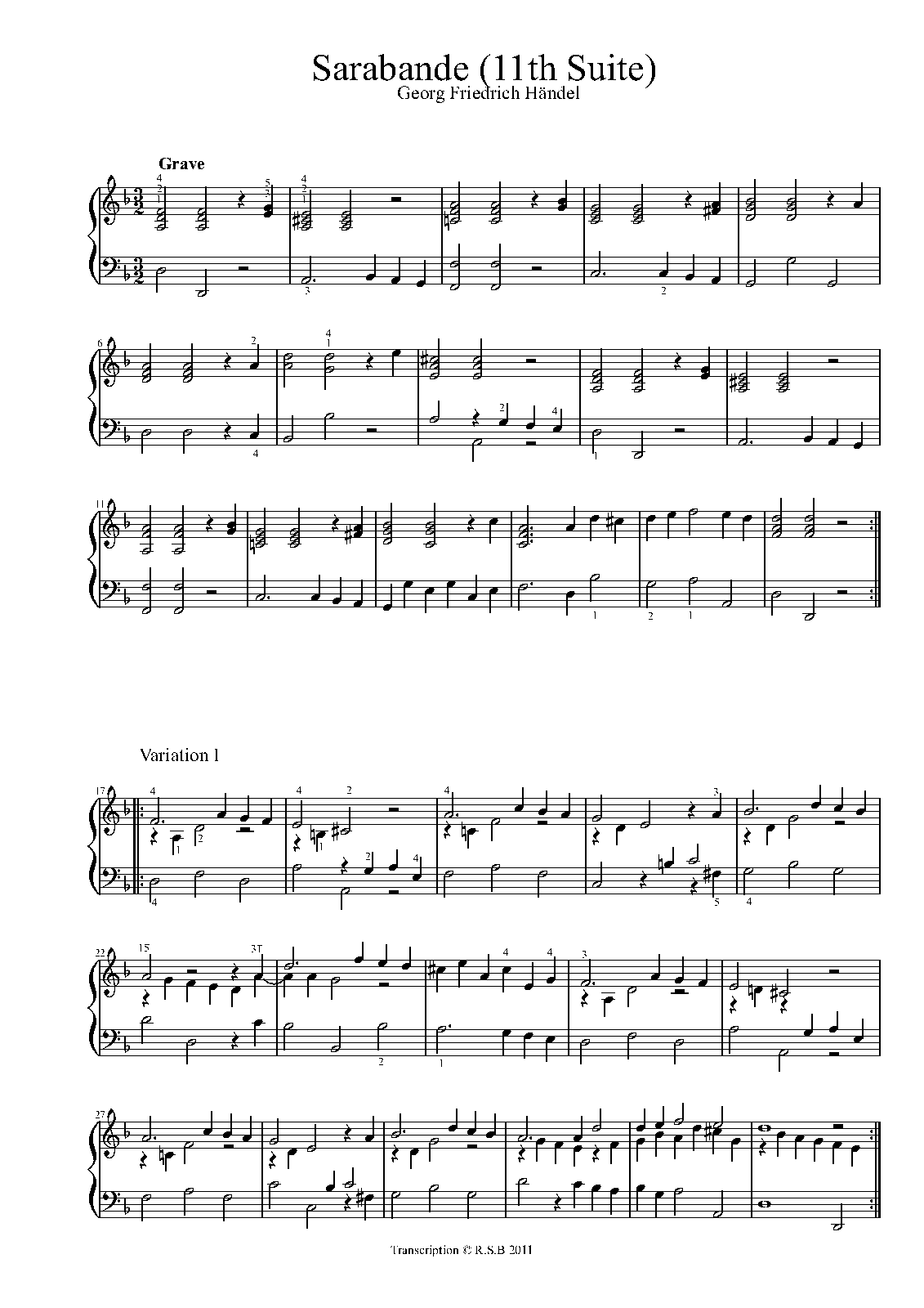 Suite in D minor, HWV 437
