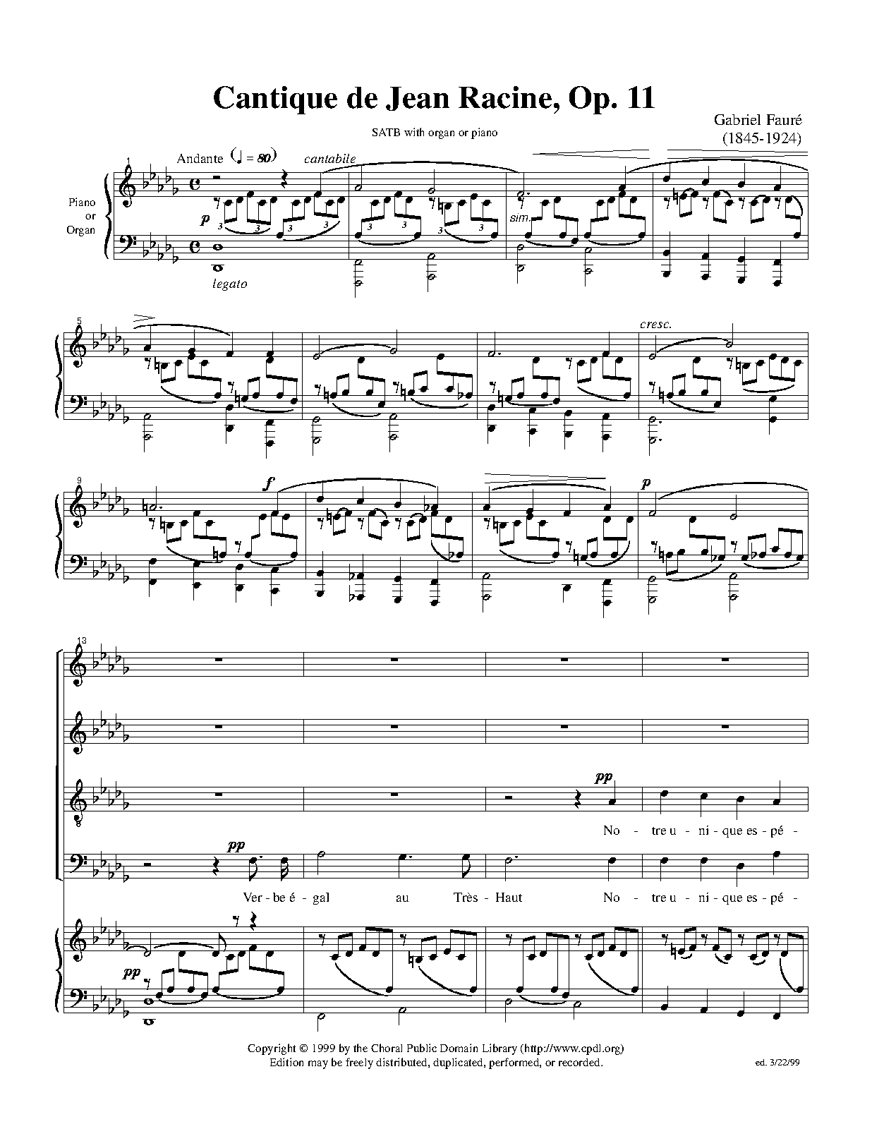 Cantique de Jean Racine, Op.11