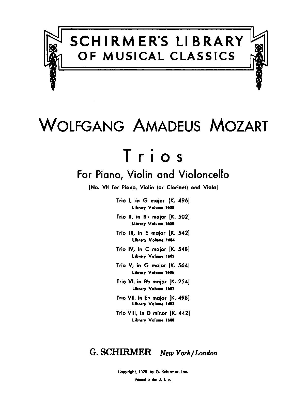 Trio in E-flat major, K.498