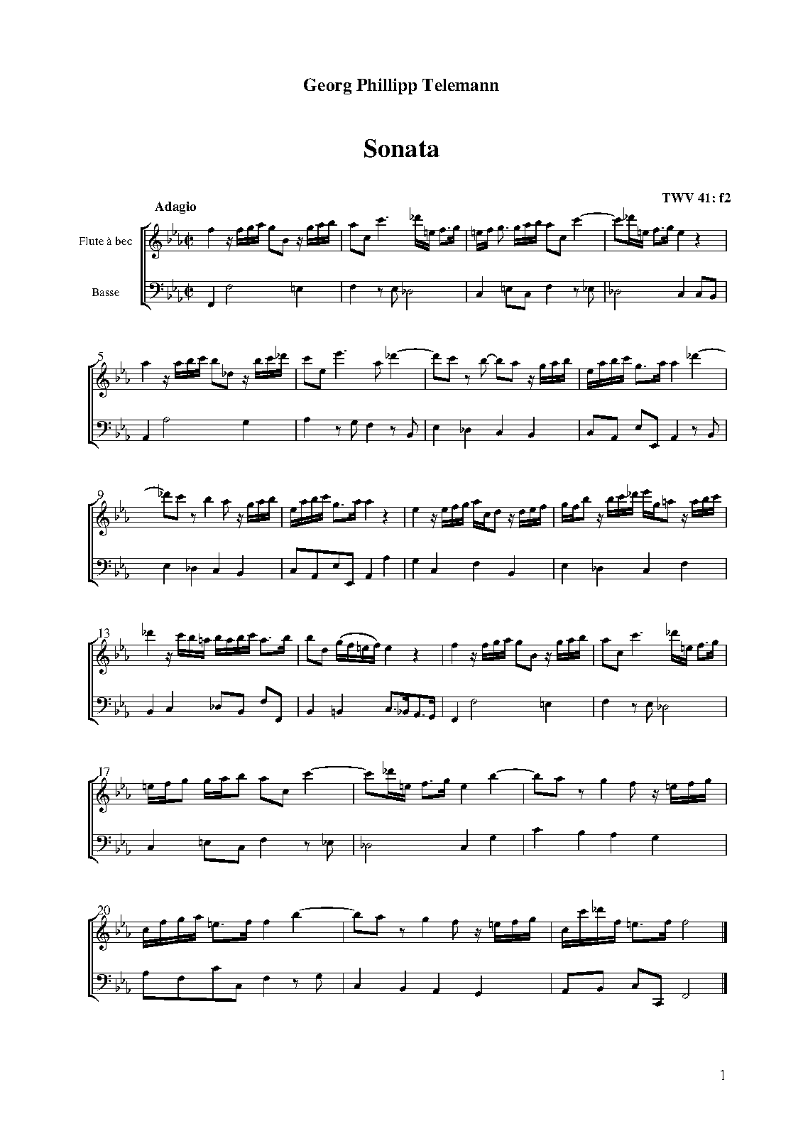 Recorder Sonata, TWV 41:f2