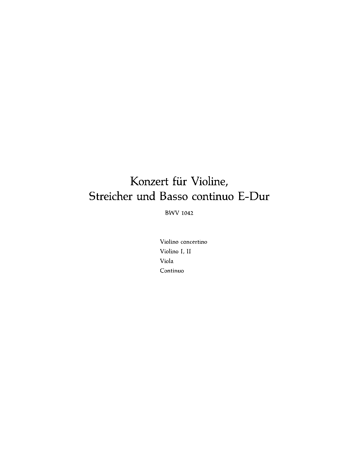 Violin Concerto in E major, BWV 1042