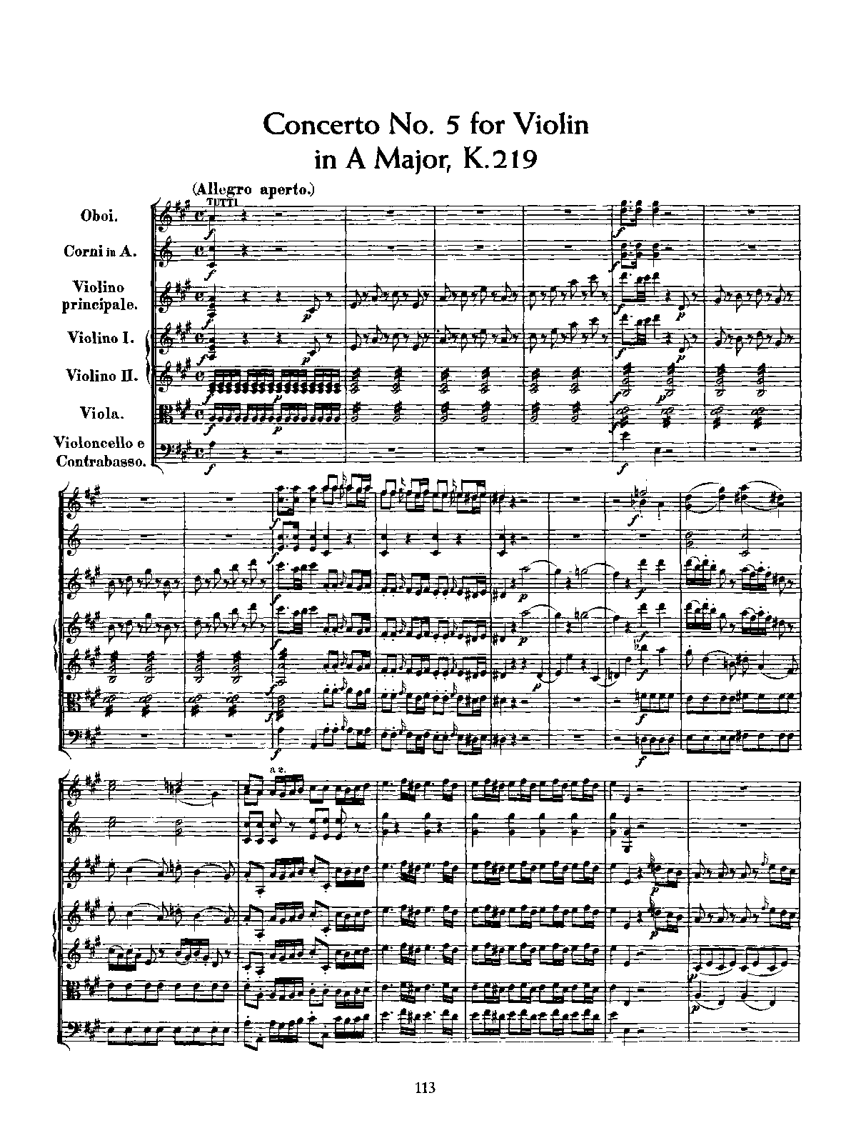 Violin Concerto No.5 in A major, K.219