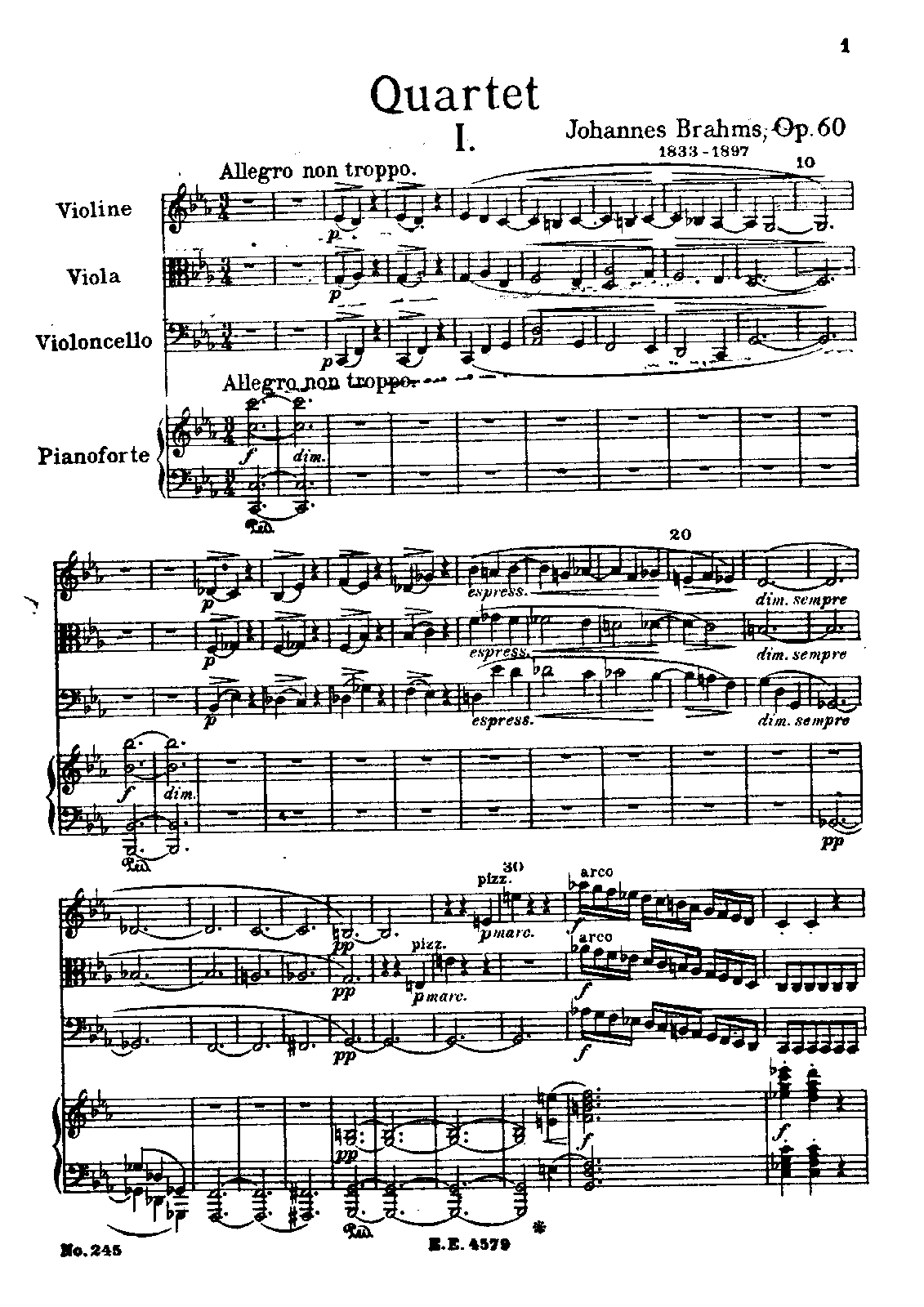 Piano Quartet No.3, Op.60