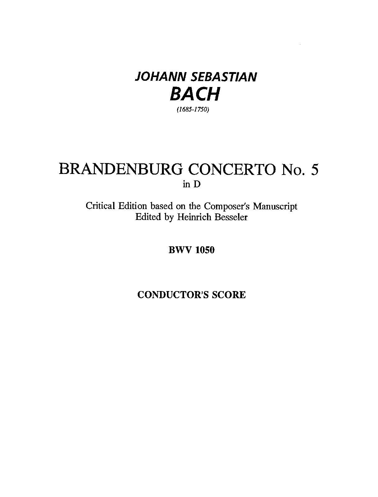 Brandenburg Concerto No.5 in D major, BWV 1050