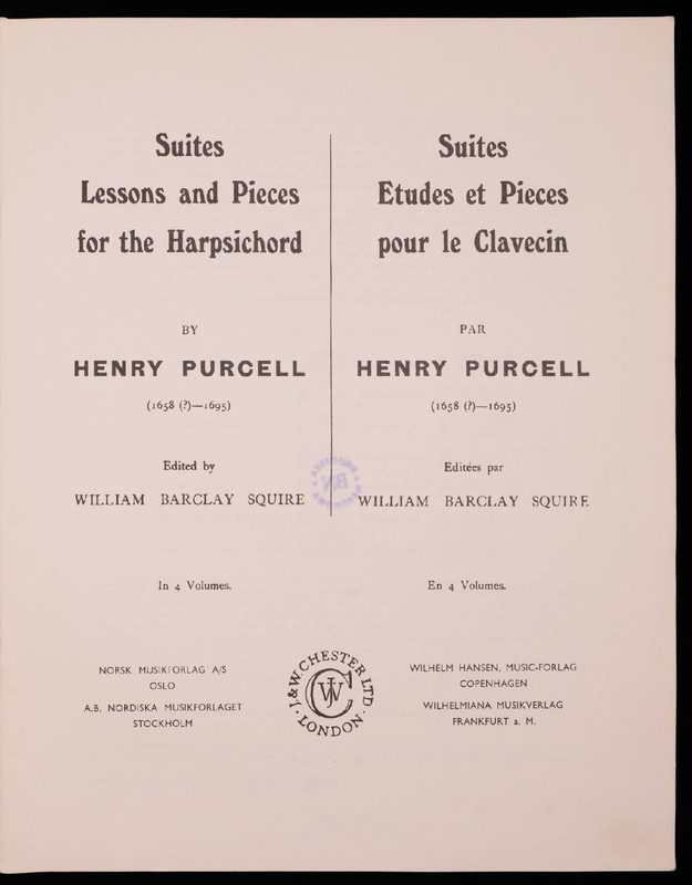 Suites, Lessons and Pieces for the Harpsichord