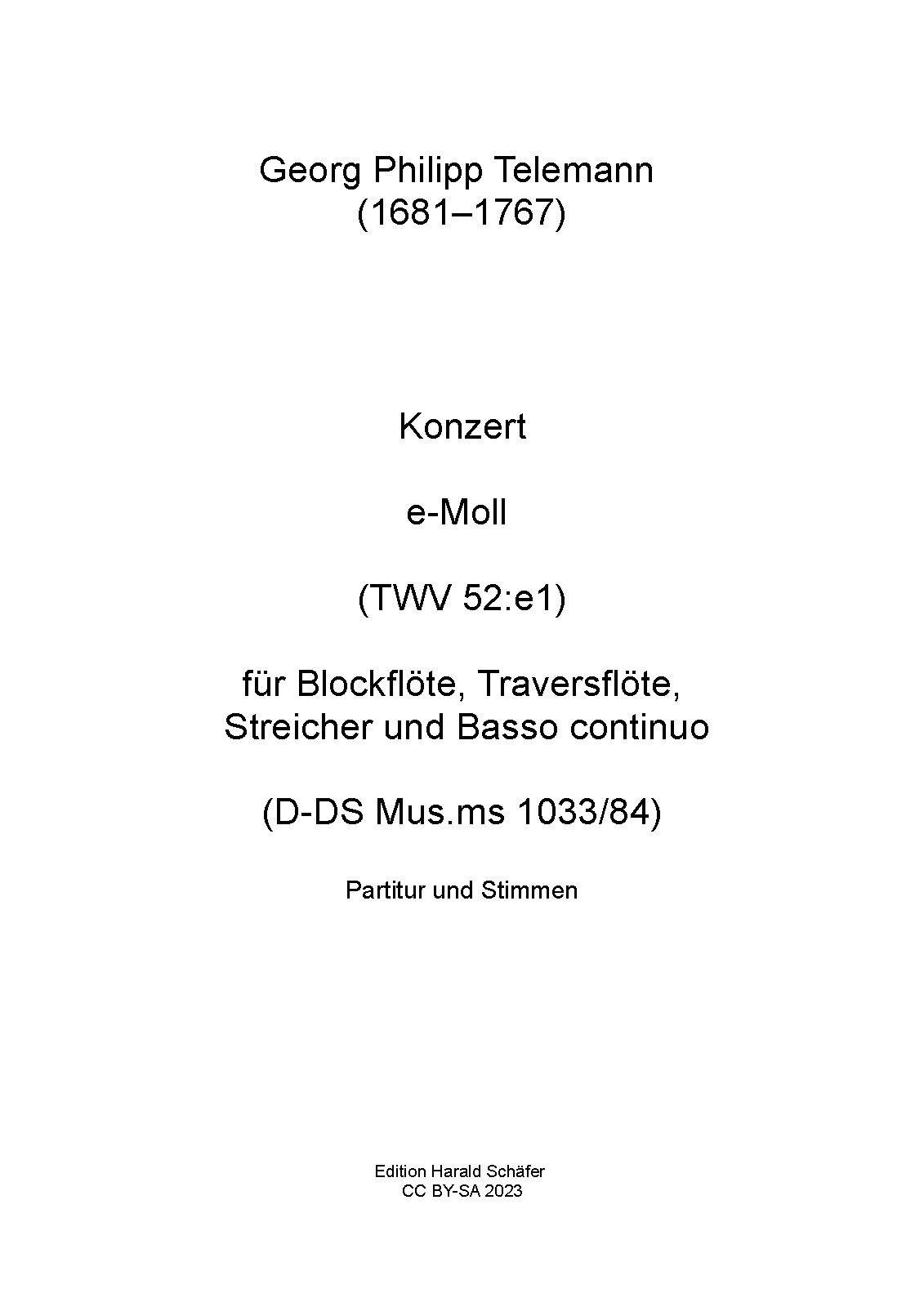 Concerto for Recorder and Flute, TWV 52:e1