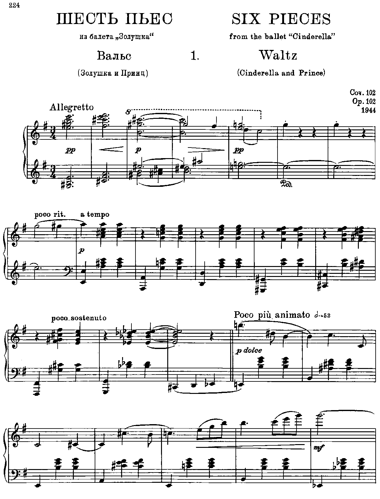 6 Pieces from Cinderella, Op.102