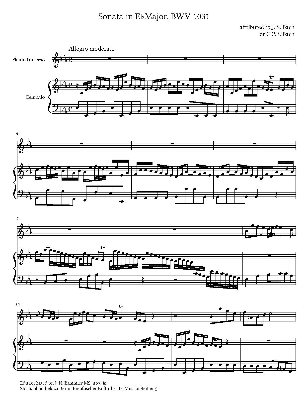 Flute Sonata in E-flat major, H.545