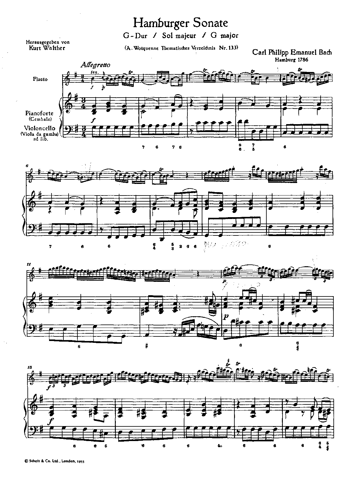 Flute Sonata in G major, H.564