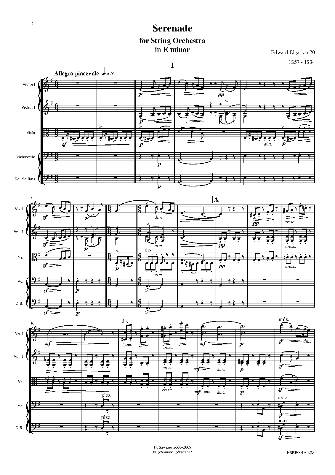 Serenade for String Orchestra, Op.20