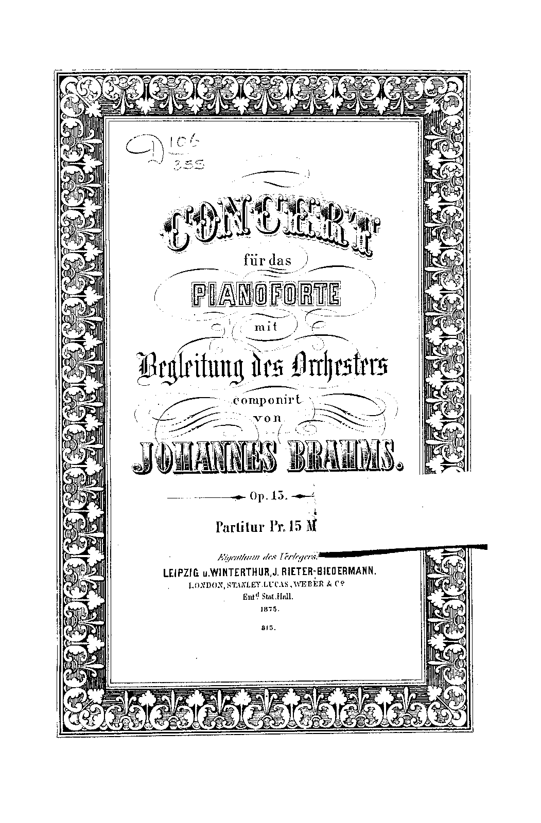Piano Concerto No.1, Op.15