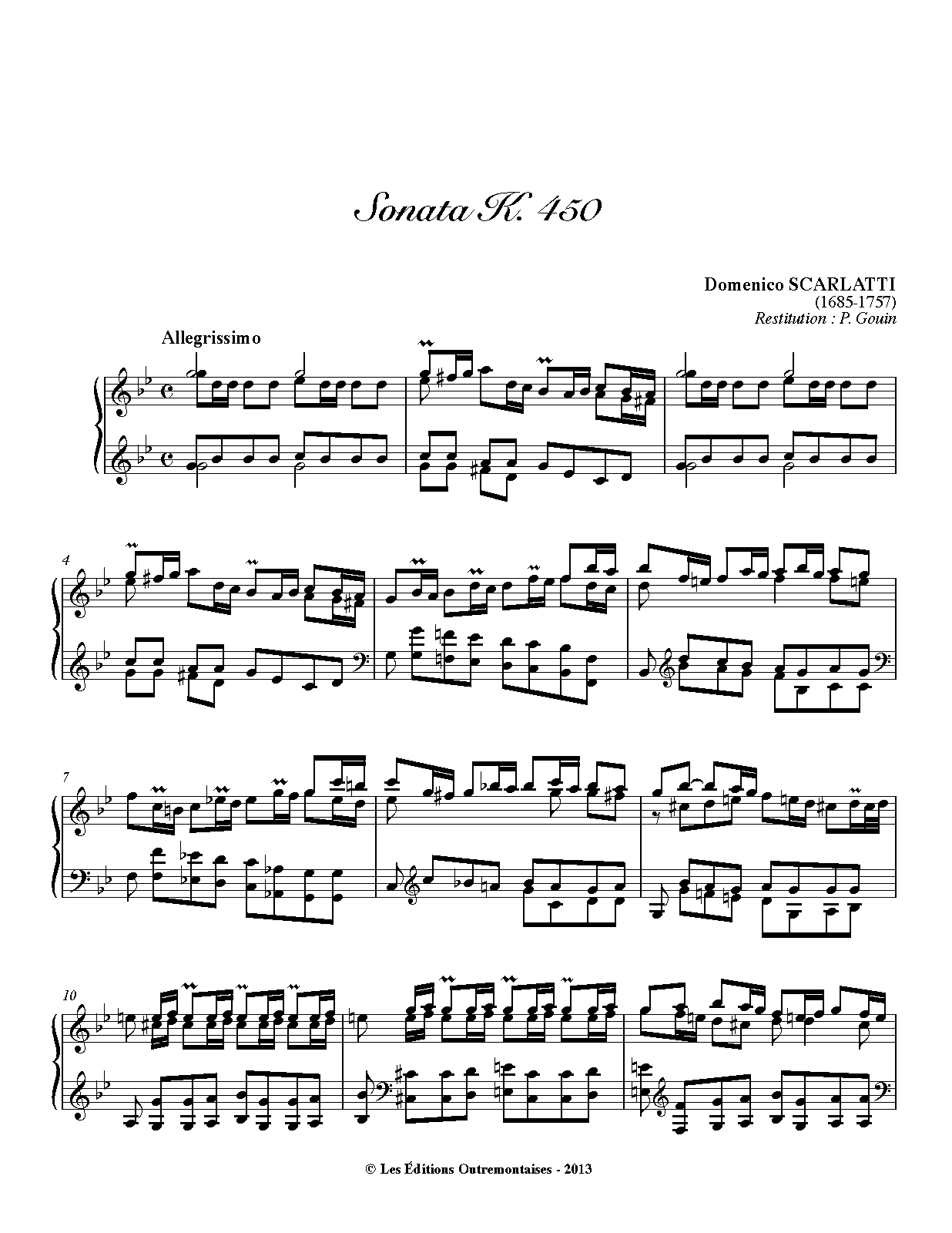 Keyboard Sonata in G minor, K.450