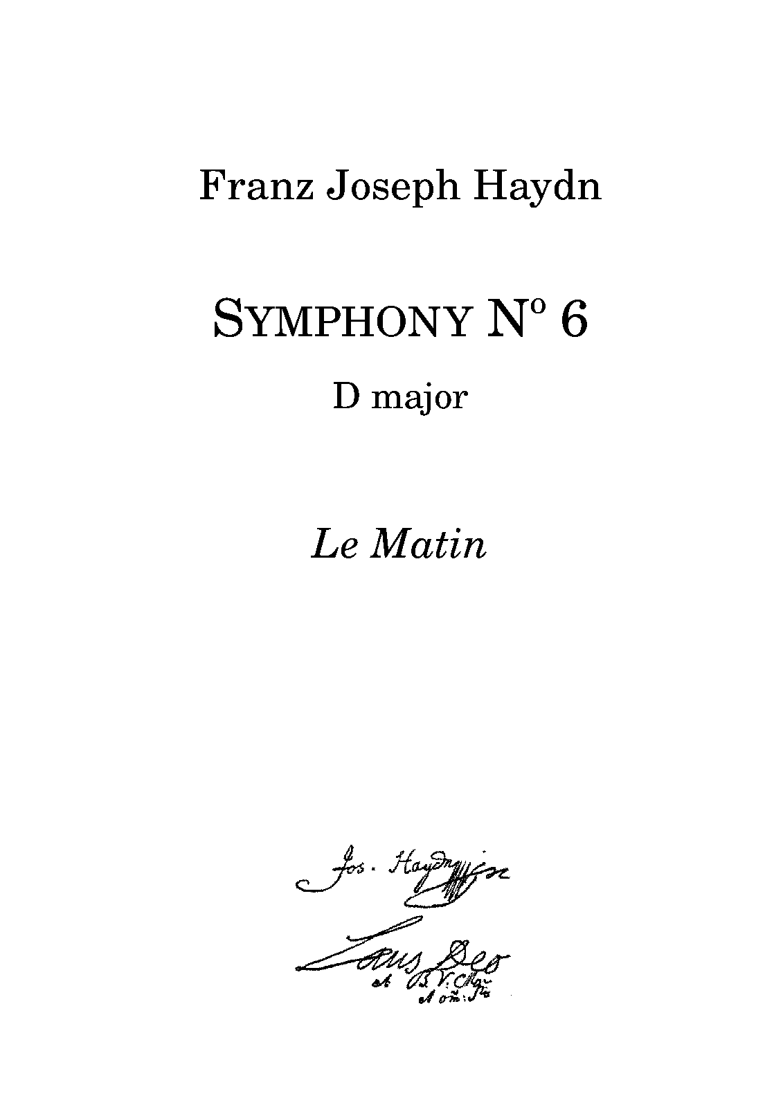 Symphony No.6 in D major, Hob.I:6