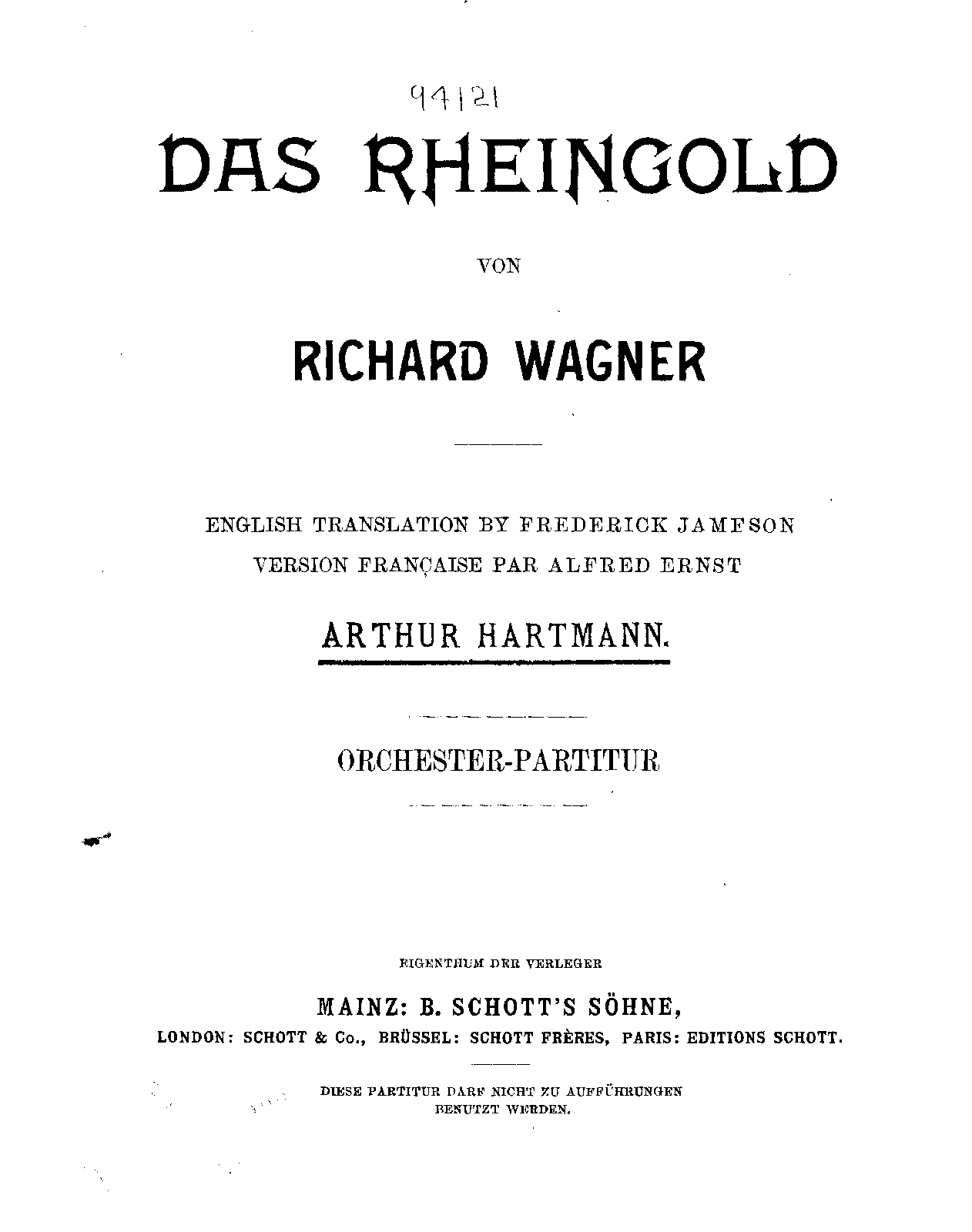 Das Rheingold, WWV 86A