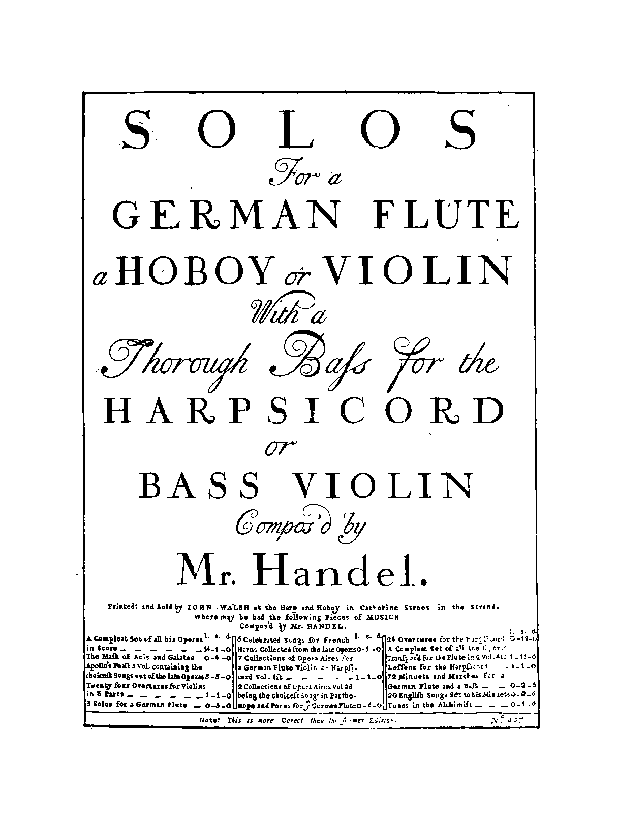 Sonatas for an Accompanied Solo Instrument, Op.1
