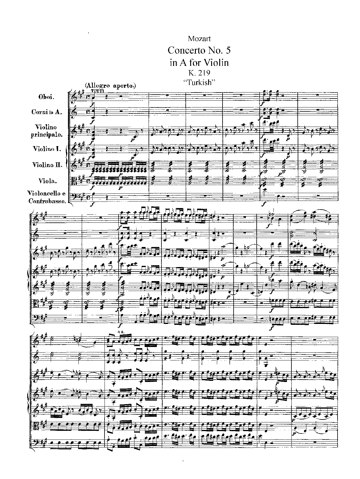 Violin Concerto No.5 in A major, K.219