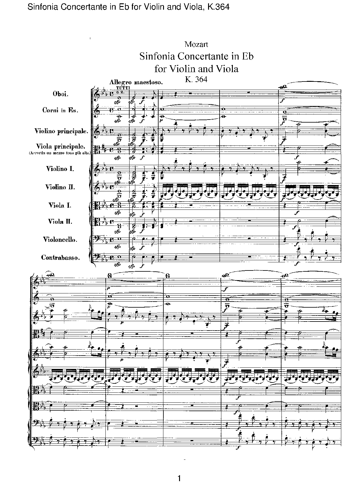 Sinfonia concertante in E-flat major, K.364/320d