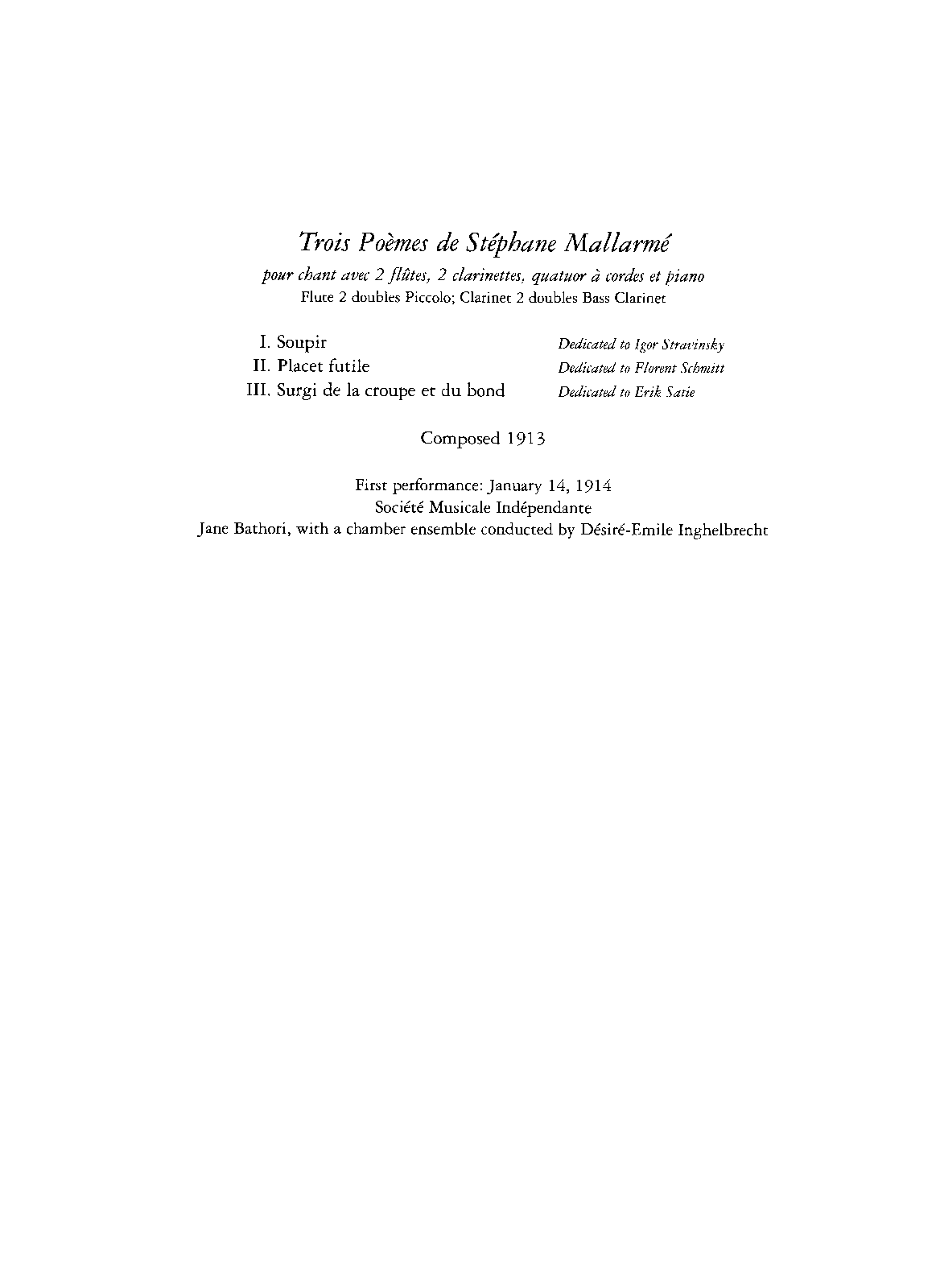 3 Poèmes de Stéphane Mallarmé, M.64