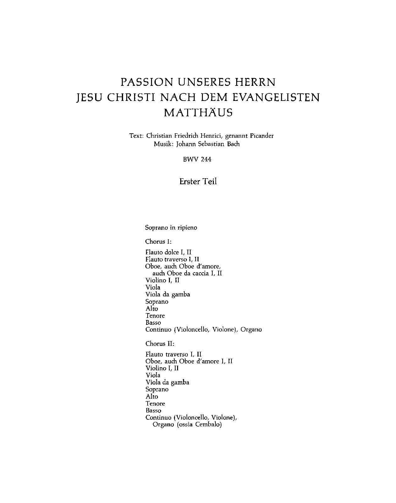 Matthäuspassion, BWV 244