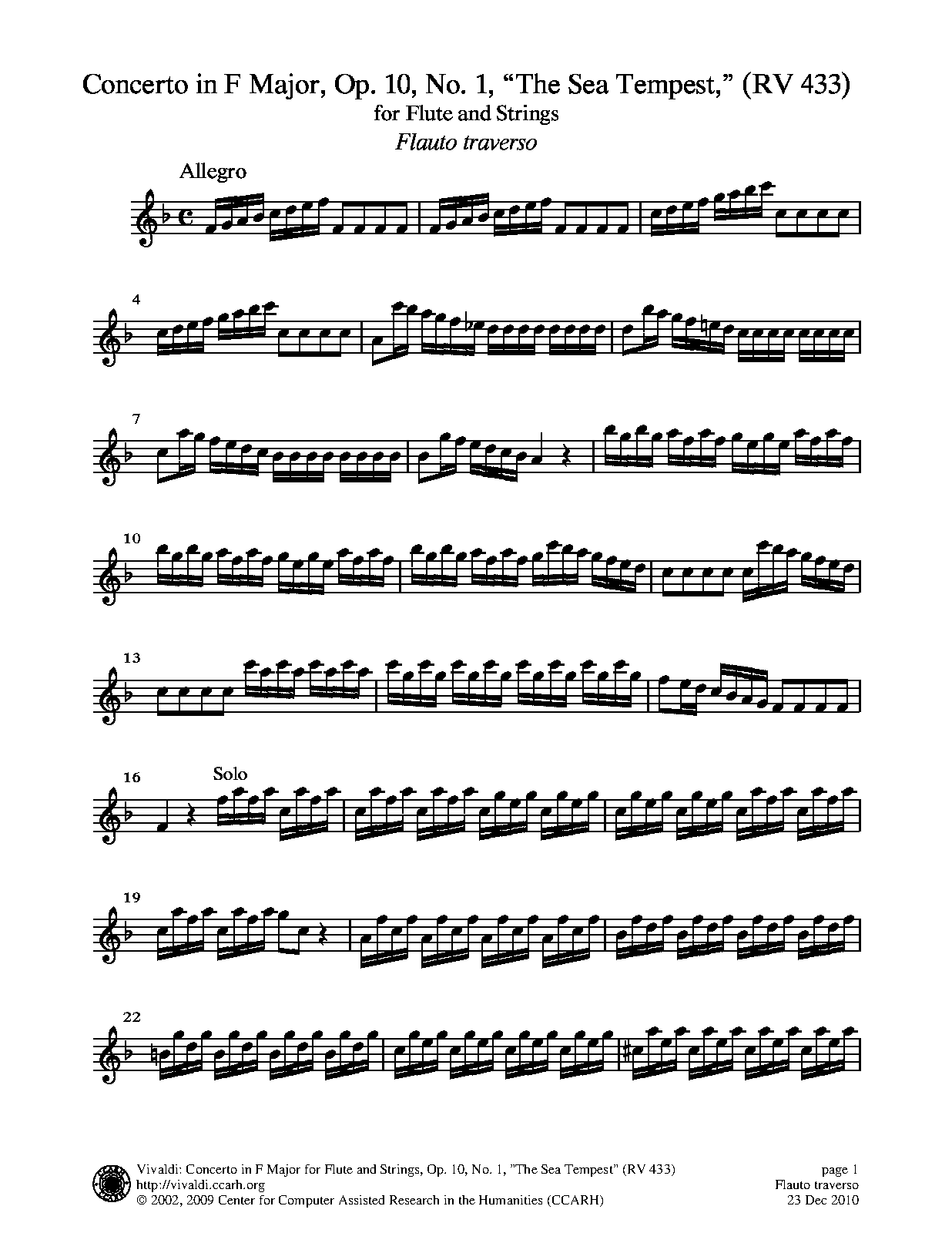 Flute Concerto in F major, RV 433