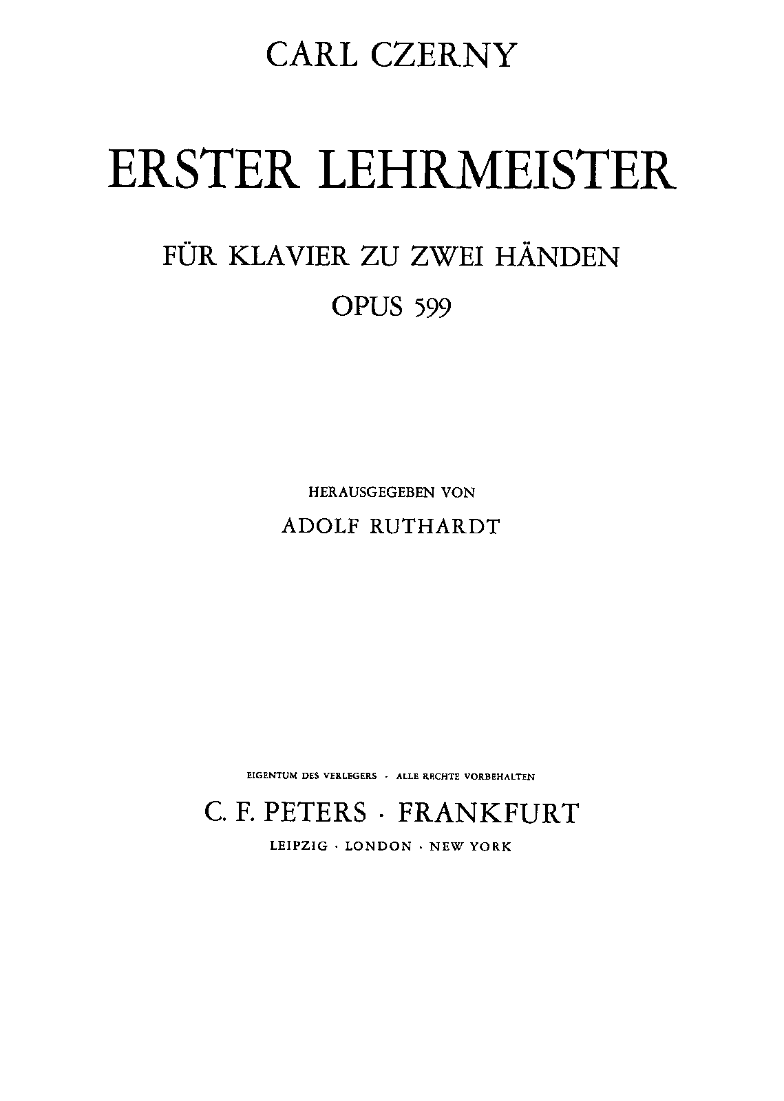 Erster Wiener Lehrmeister im Pianoforte-Spiel, Op.599