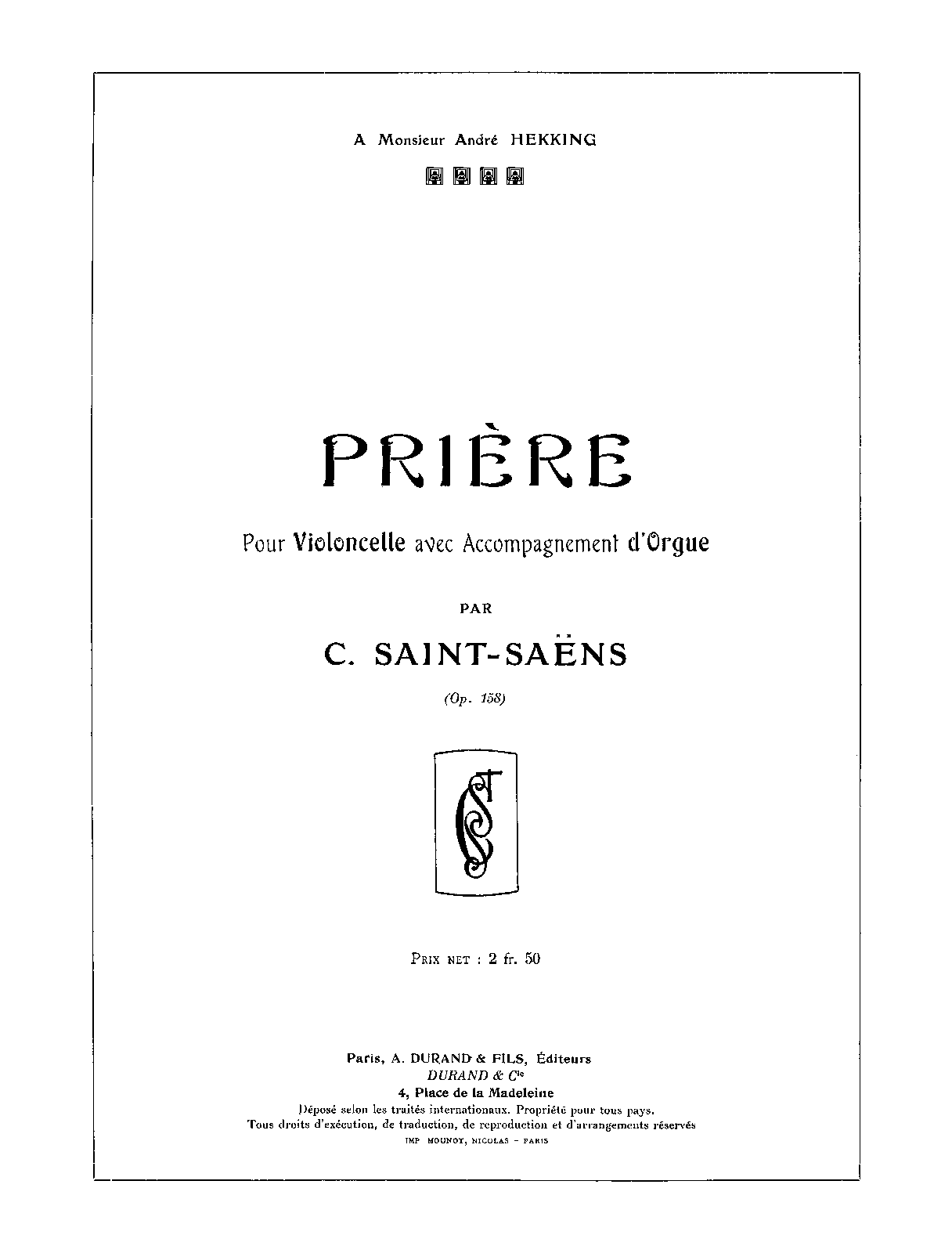 Prière, Op.158