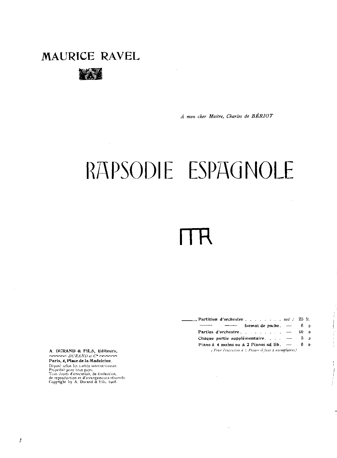 Rapsodie espagnole, M.54