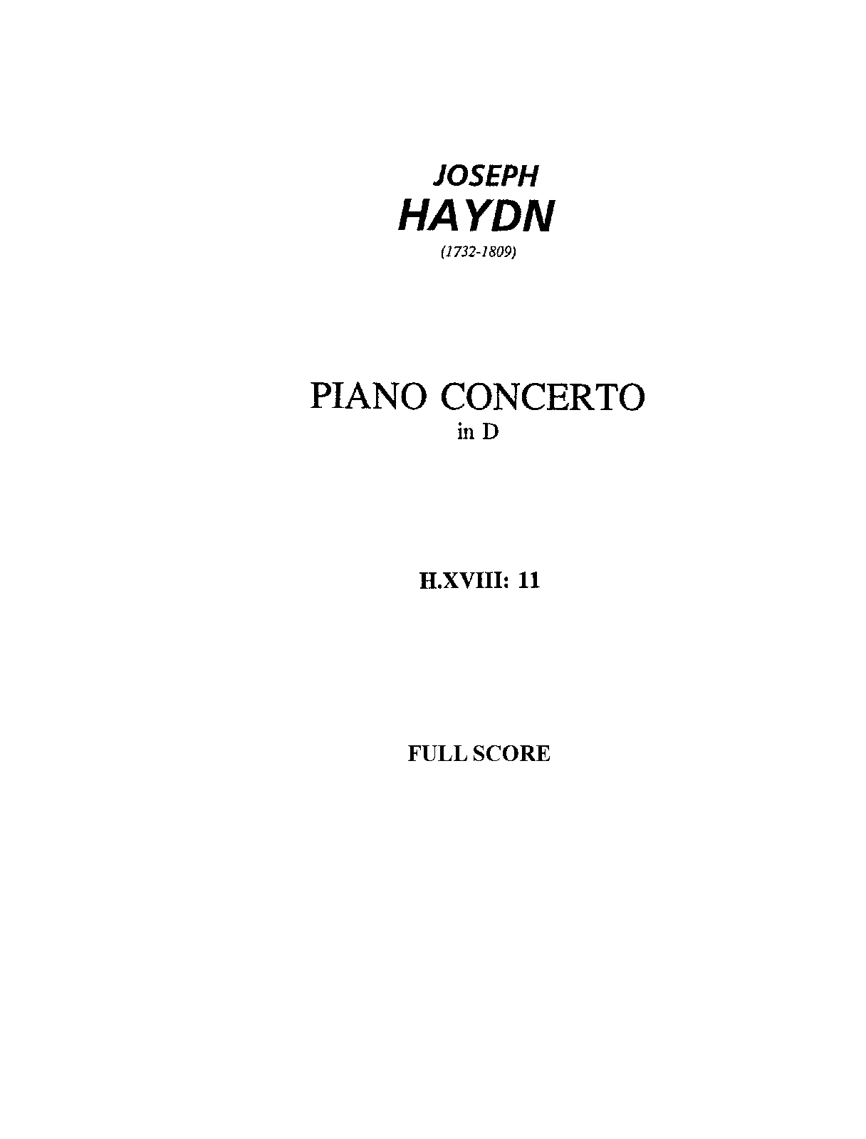Keyboard Concerto in D major, Hob.XVIII:11