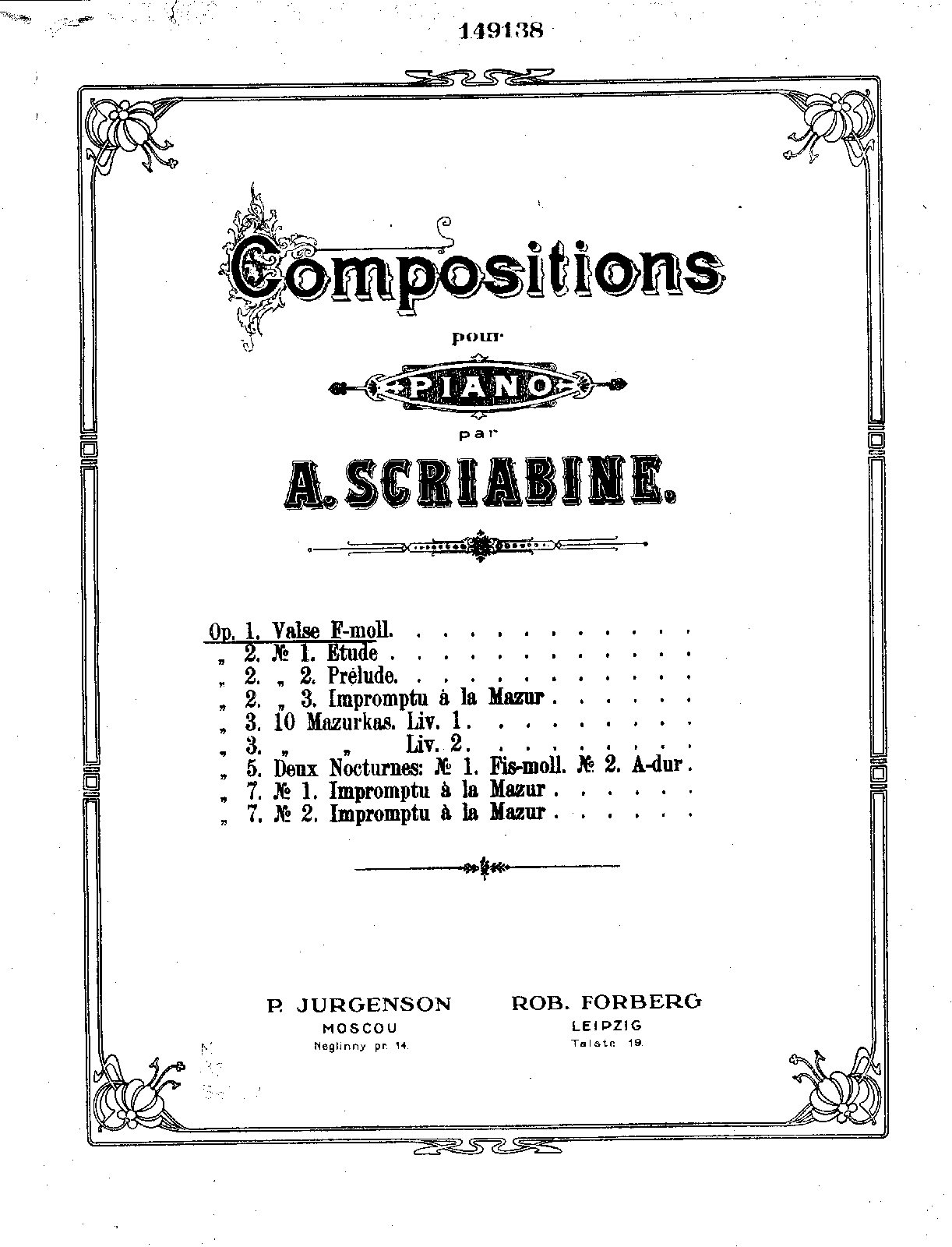 Valse, Op.1