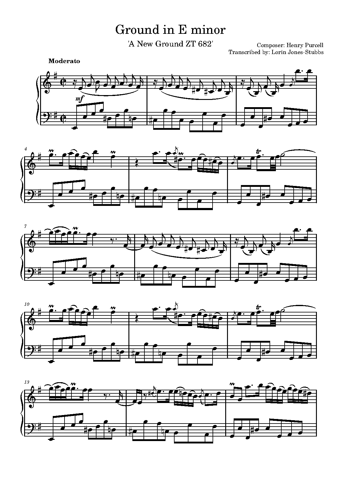 A New Ground in E minor, ZT 682