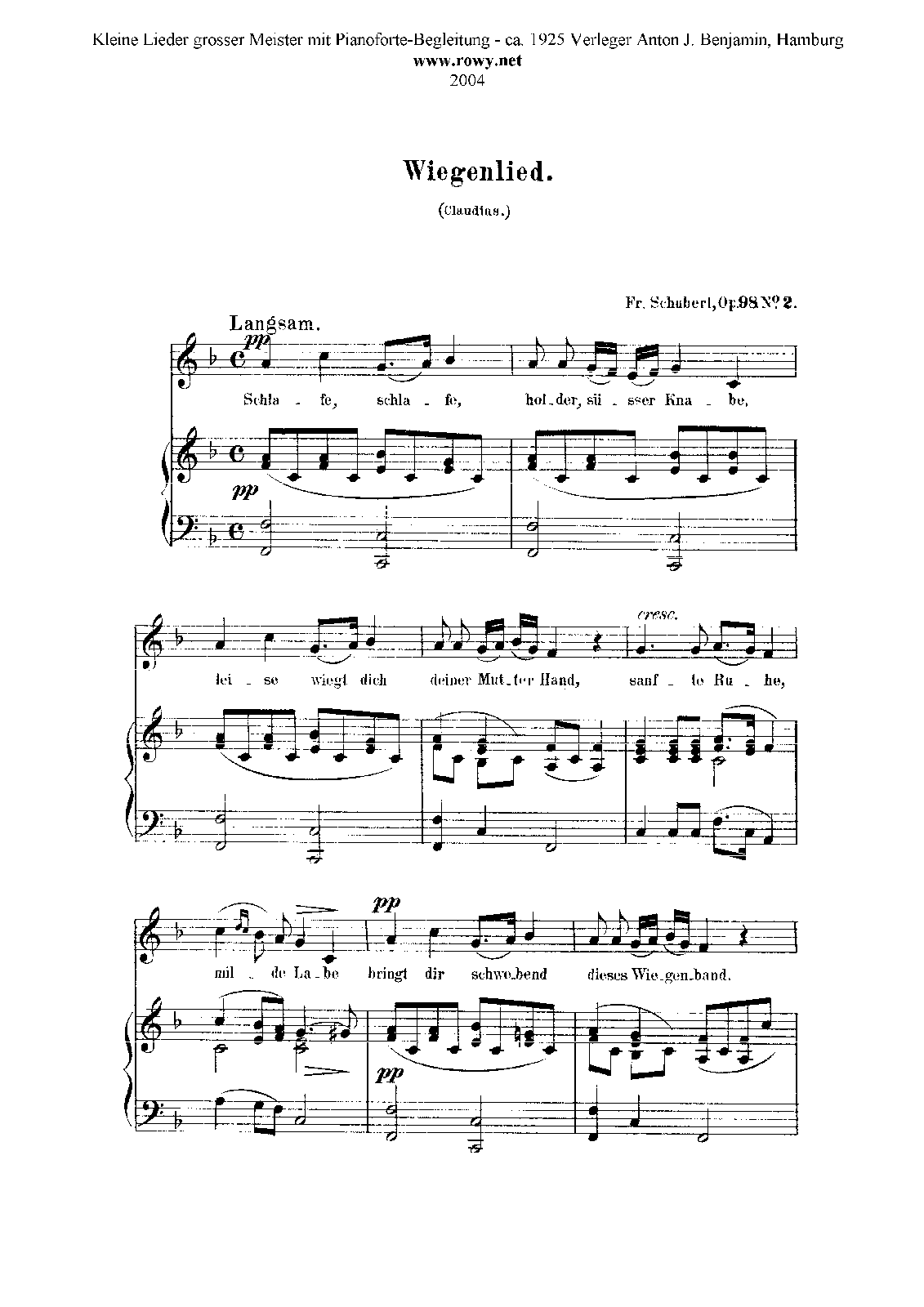 Wiegenlied, D.498