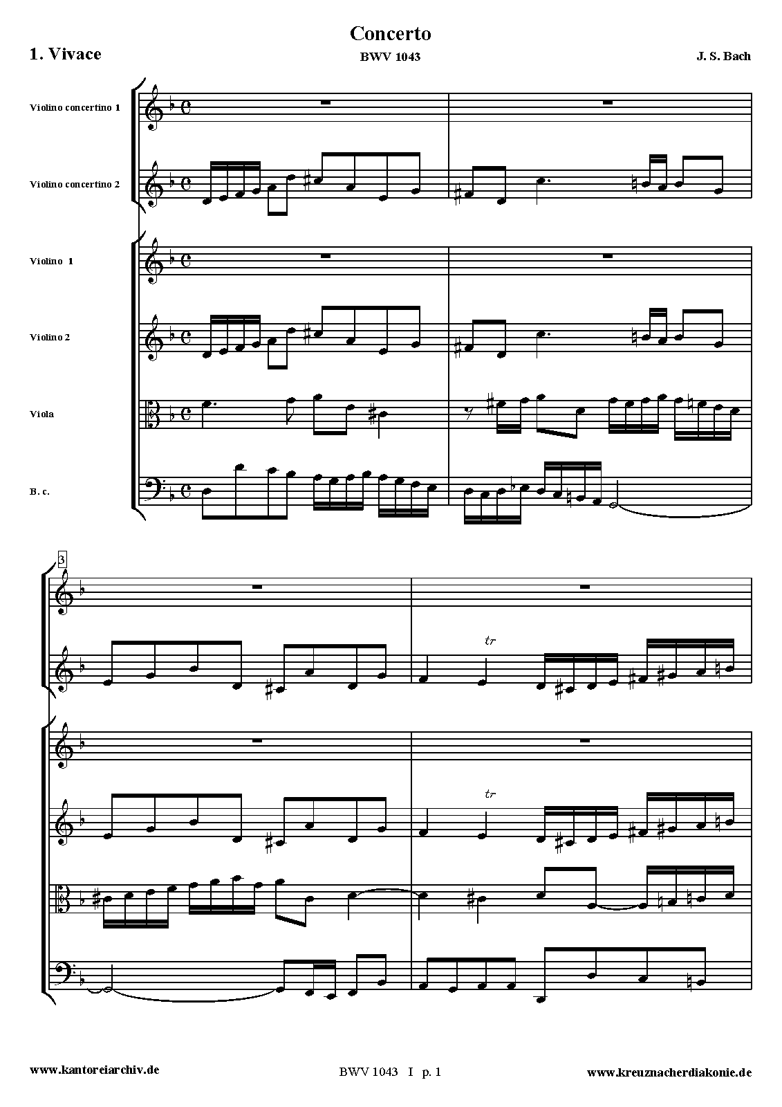 Concerto for 2 Violins in D minor, BWV 1043