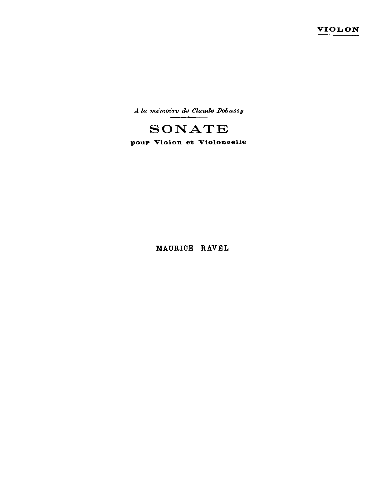 Sonata for Violin and Cello, M.73