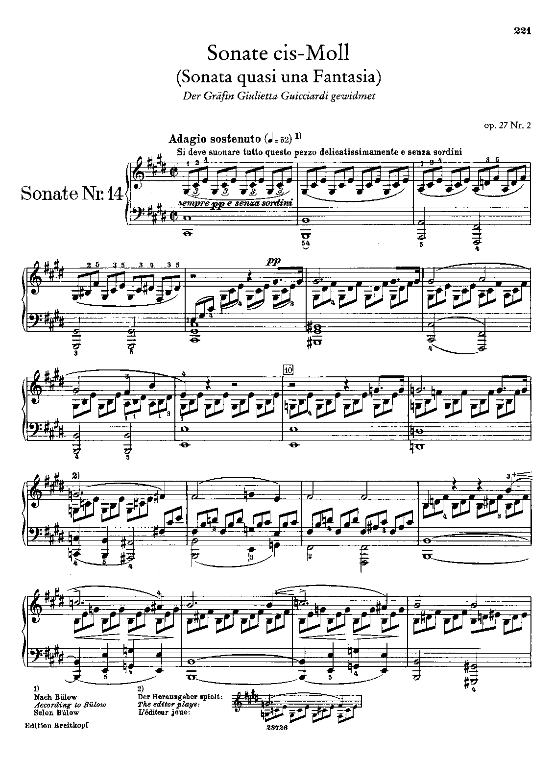 Piano Sonata No.14, Op.27 No.2