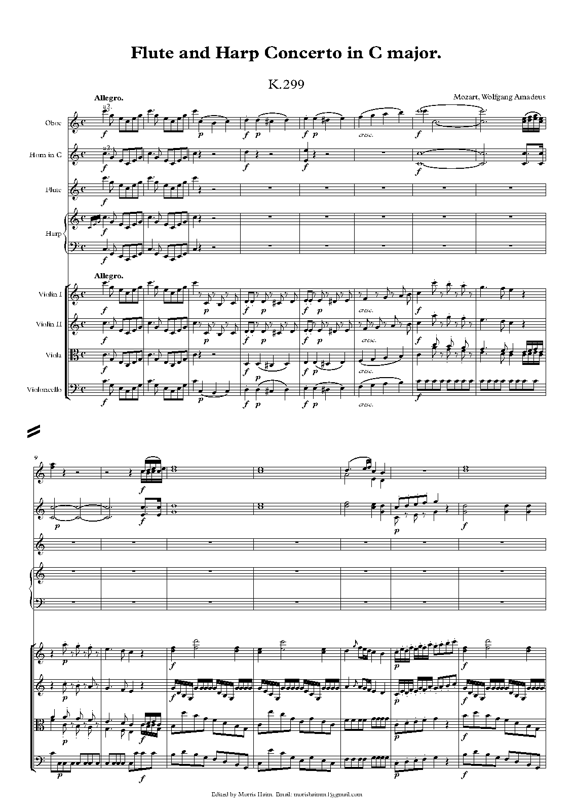Flute and Harp Concerto in C major, K.299/297c