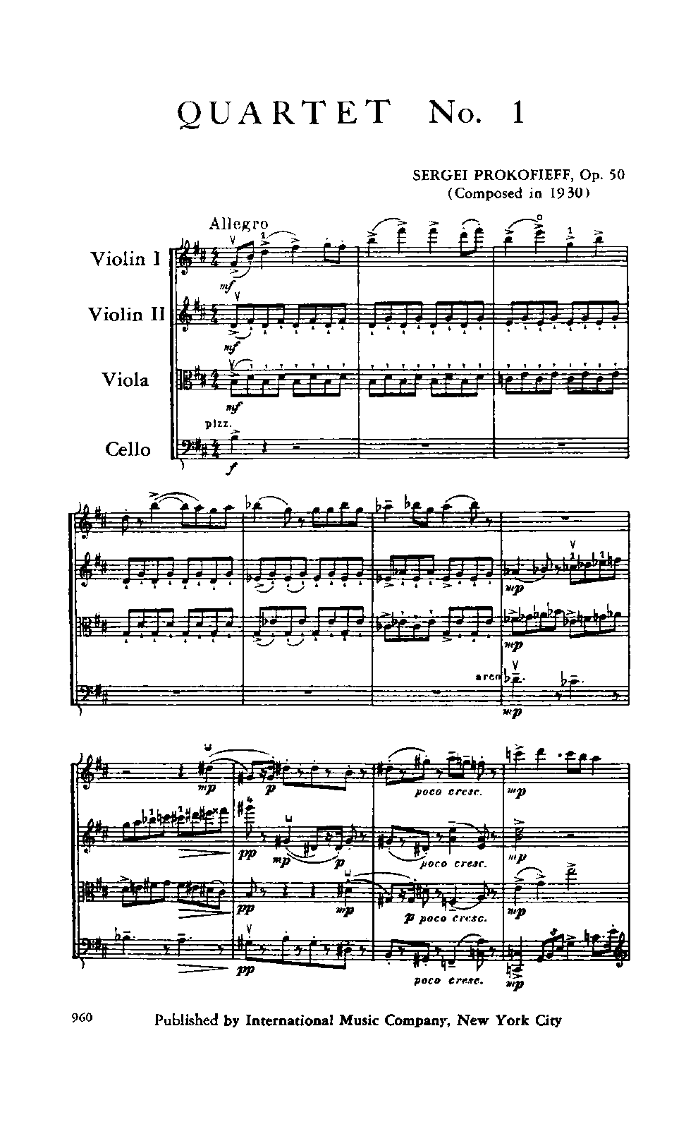 String Quartet No.1, Op.50