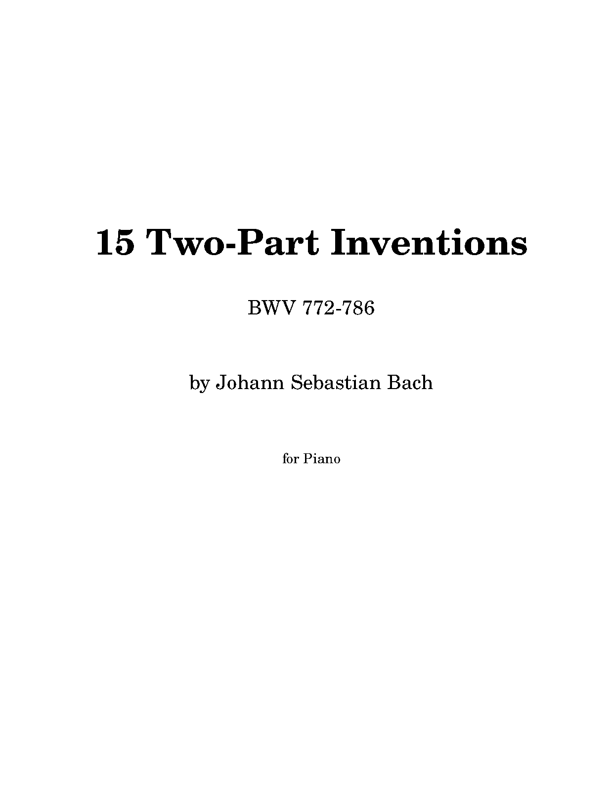 15 Inventions, BWV 772-786